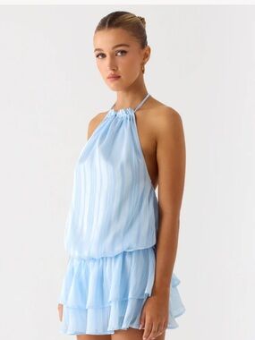 Peppermayo Parade Halter Mini Dress - Baby Blue